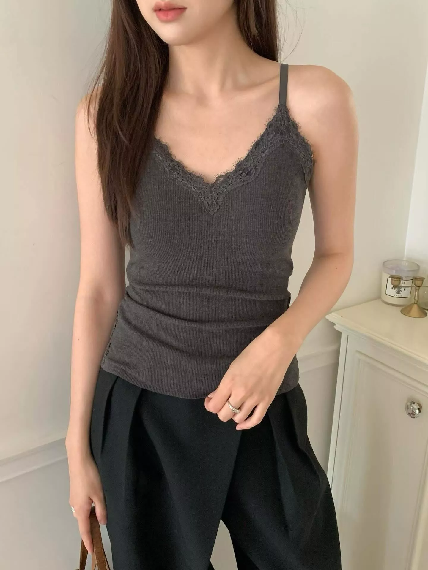 刷毛bra蕾絲領背心