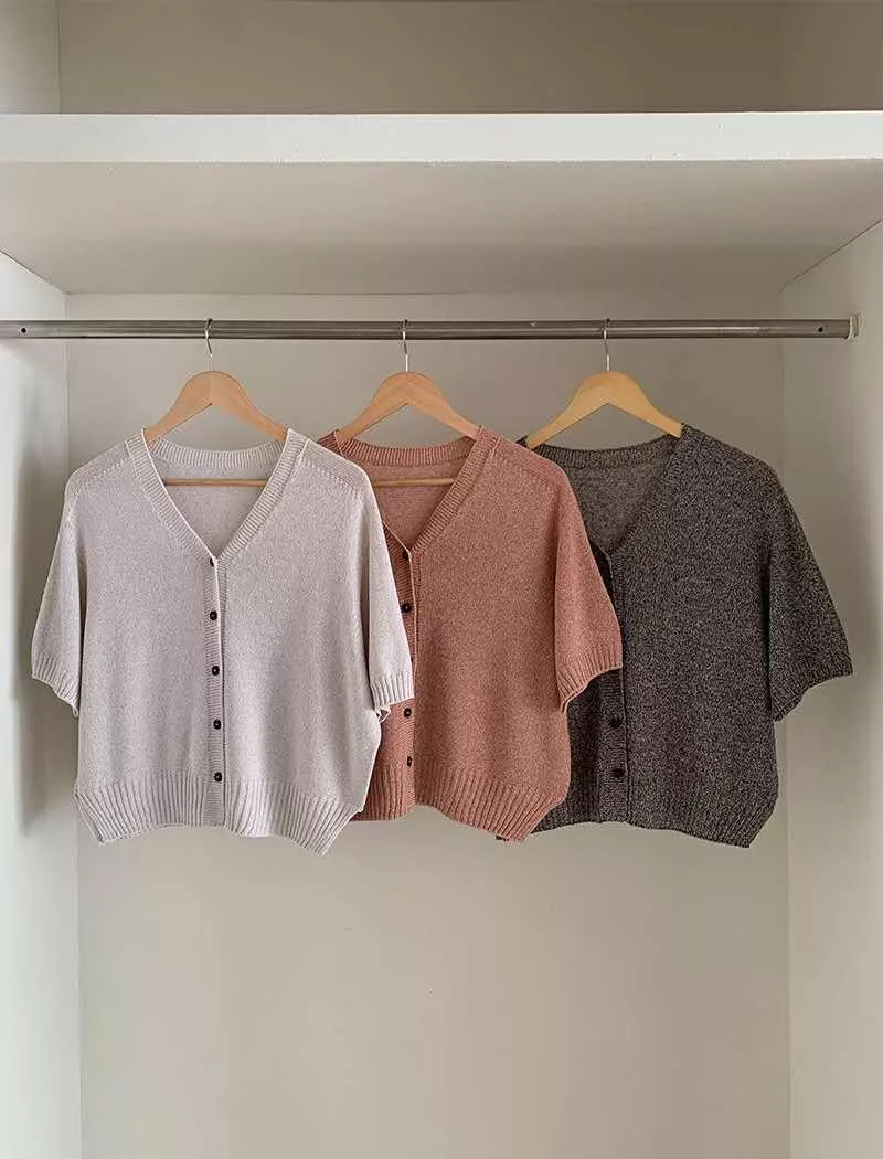 棉麻排扣針織小罩衫 外套 上衣