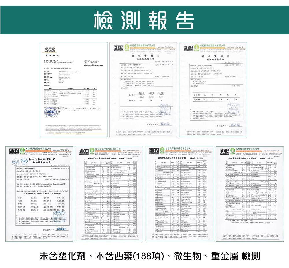 爆發力檢驗報告:無塑化劑、無西藥成份