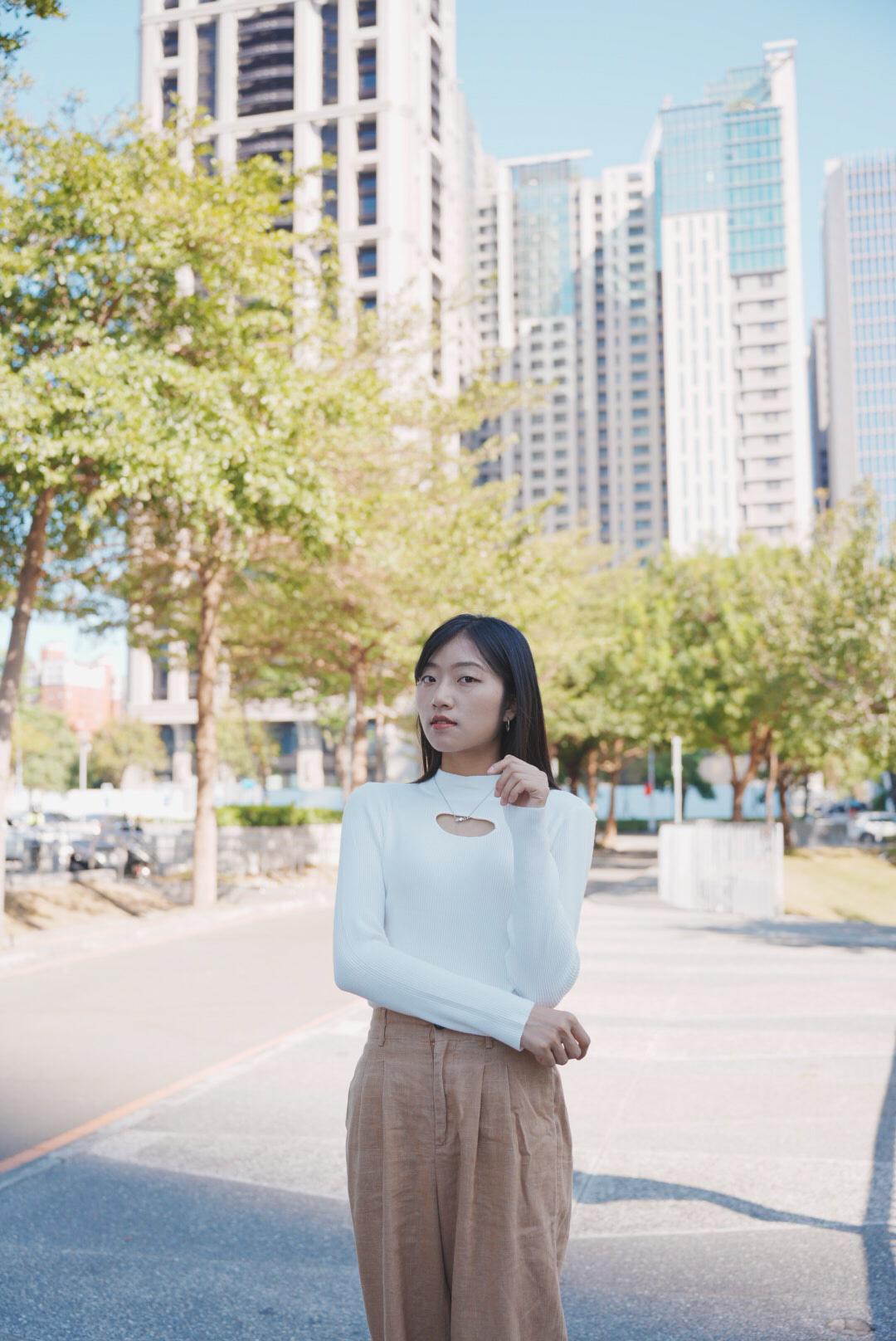 小性感半高領前縷空上衣 / 白
