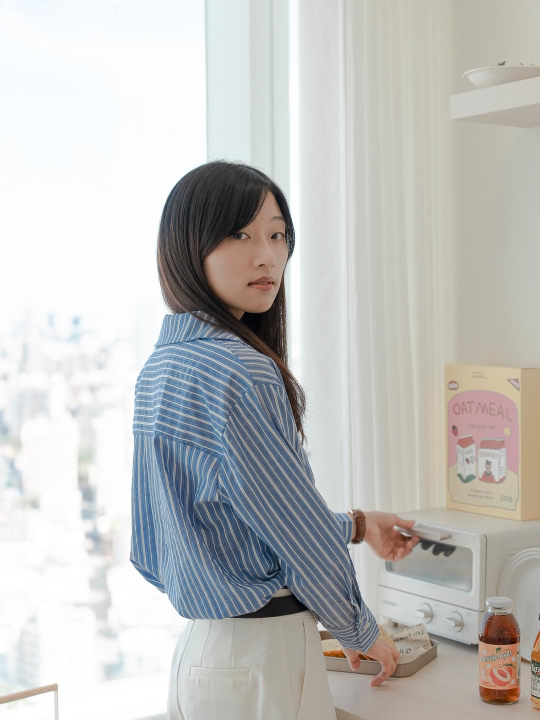 百搭條紋長袖襯衫