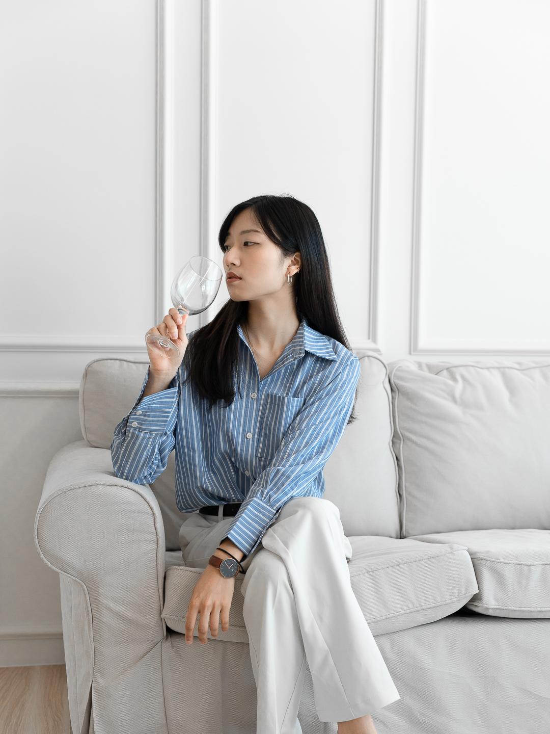 百搭條紋長袖襯衫