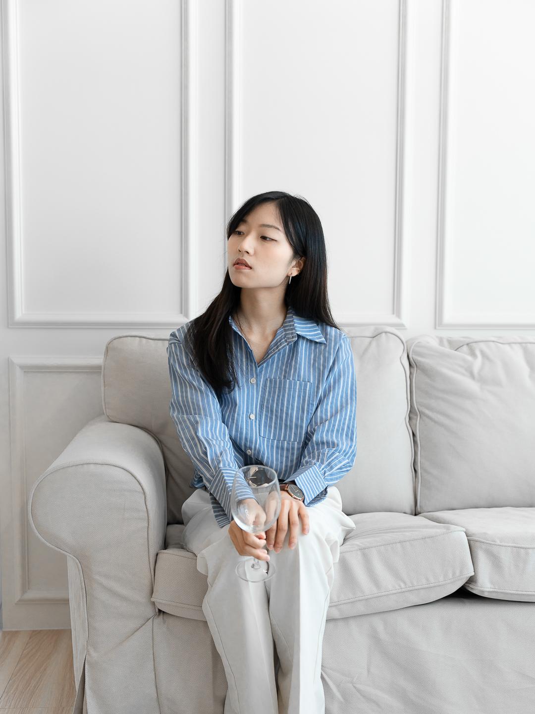 百搭條紋長袖襯衫