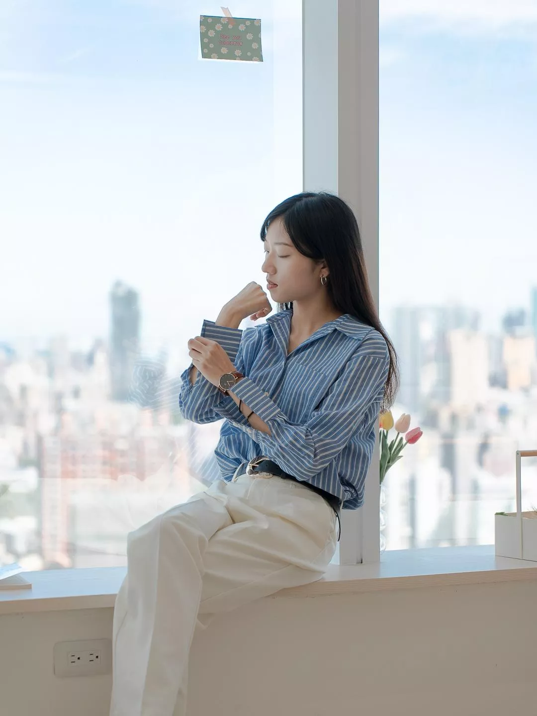 百搭條紋長袖襯衫