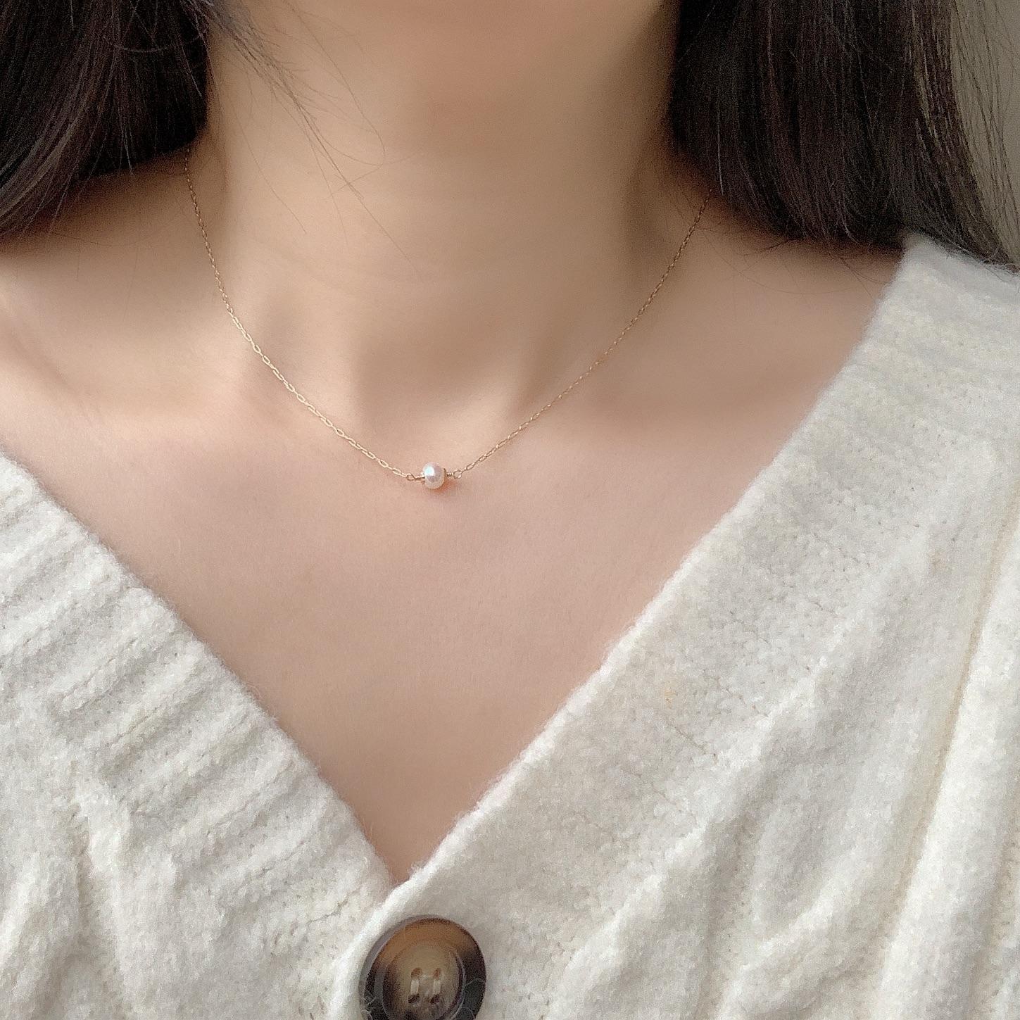 5月誕生石 ❘  極光5mm小珍珠項鏈