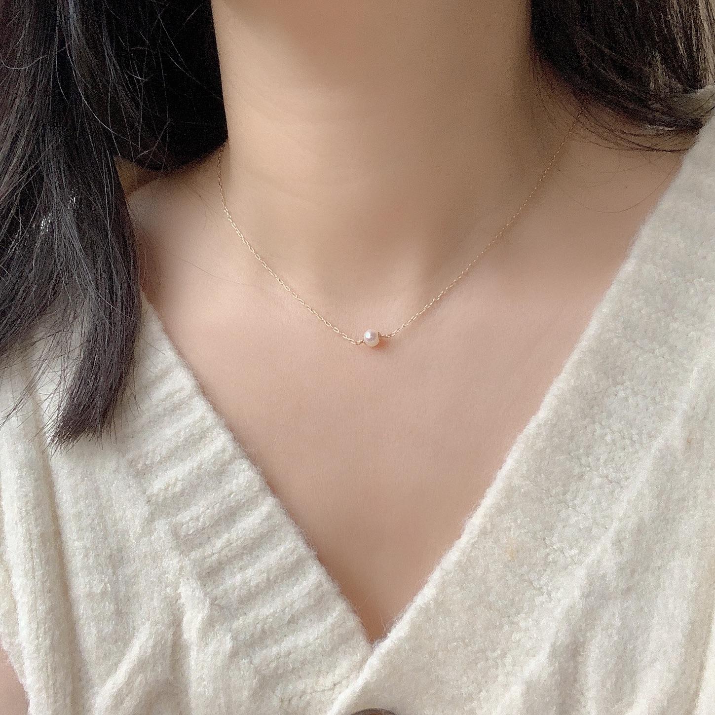 5月誕生石 ❘  極光5mm小珍珠項鏈