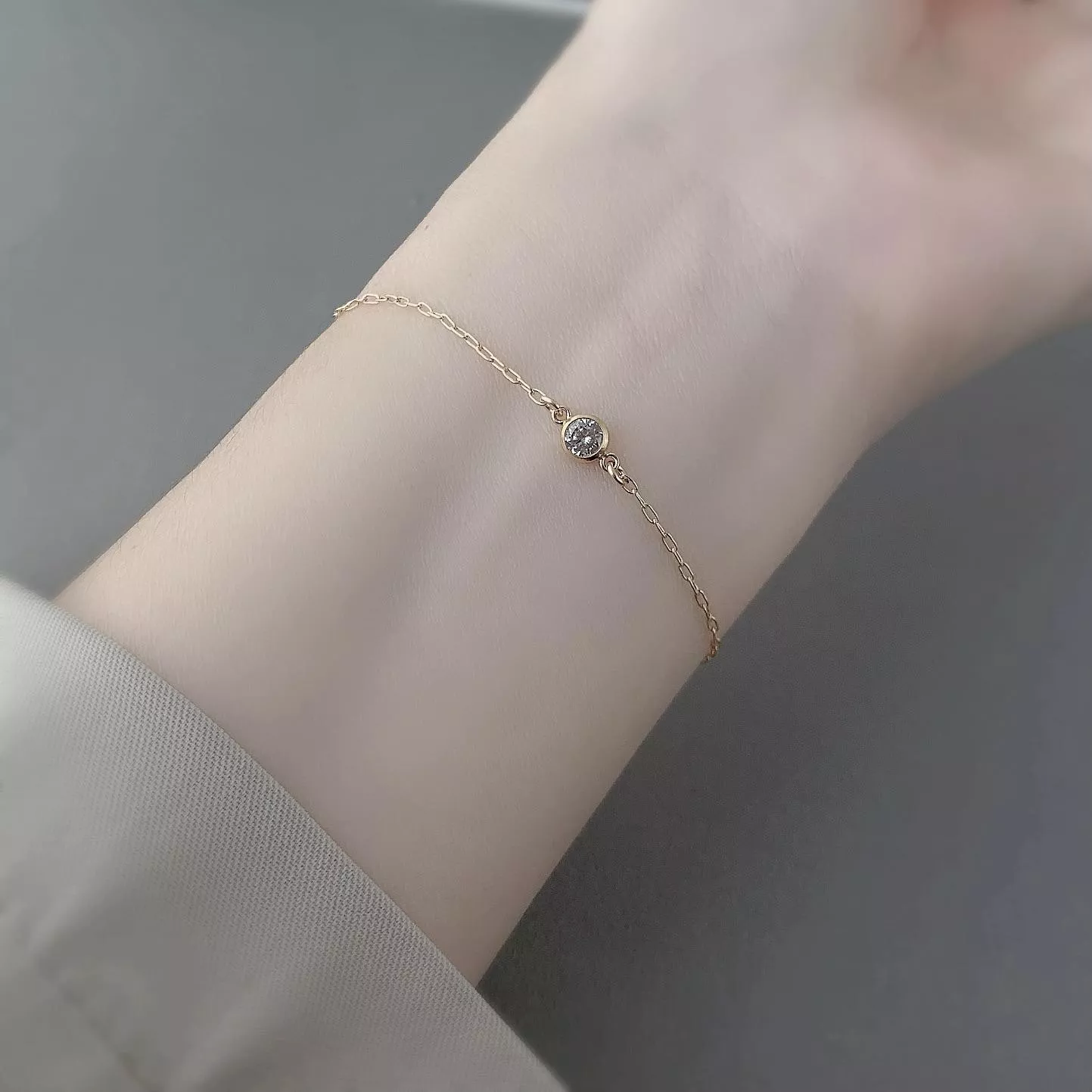 14KGF ❘ 4mm細緻單鑽手鏈