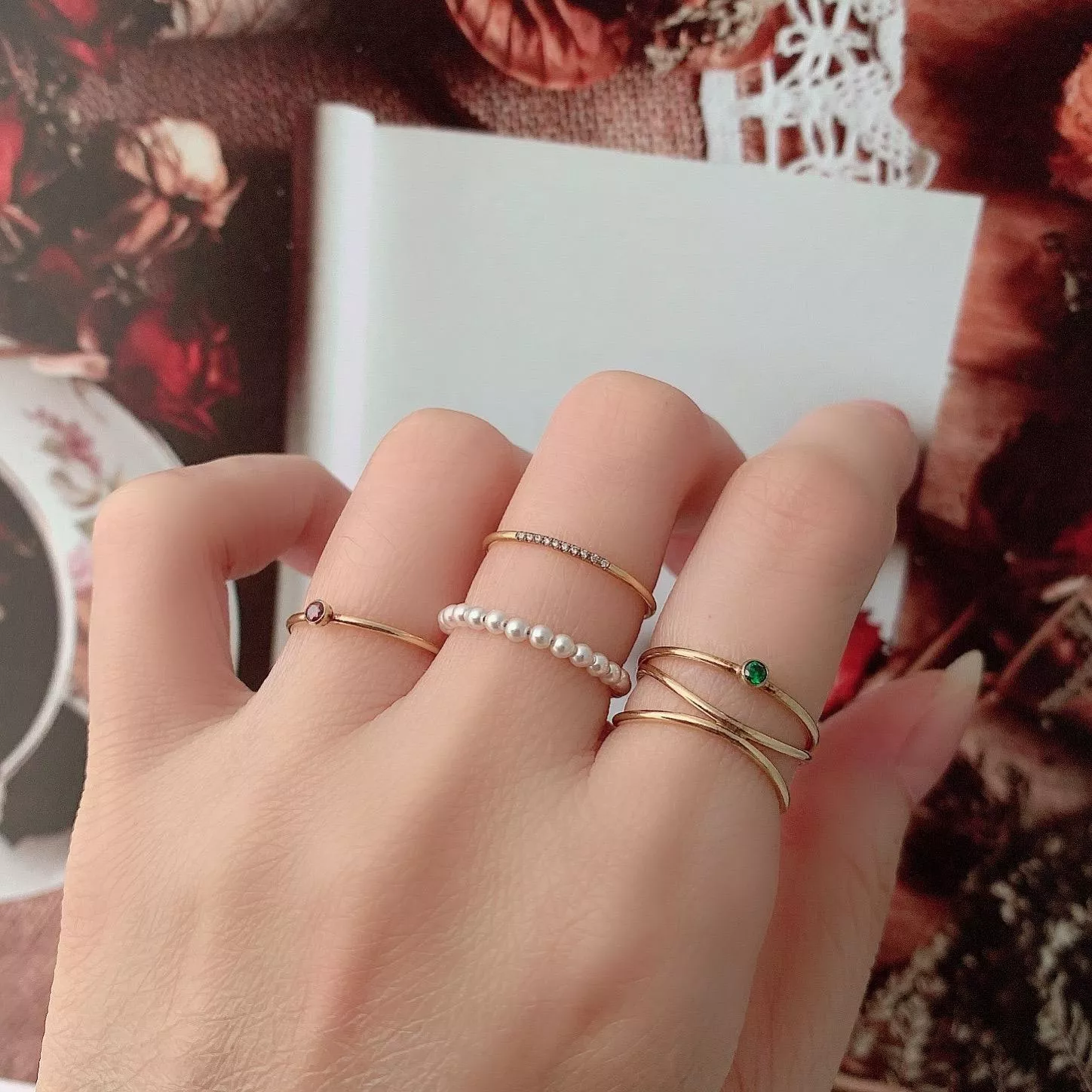 14KGF ❘ 手作2mm正圓強光珍珠戒