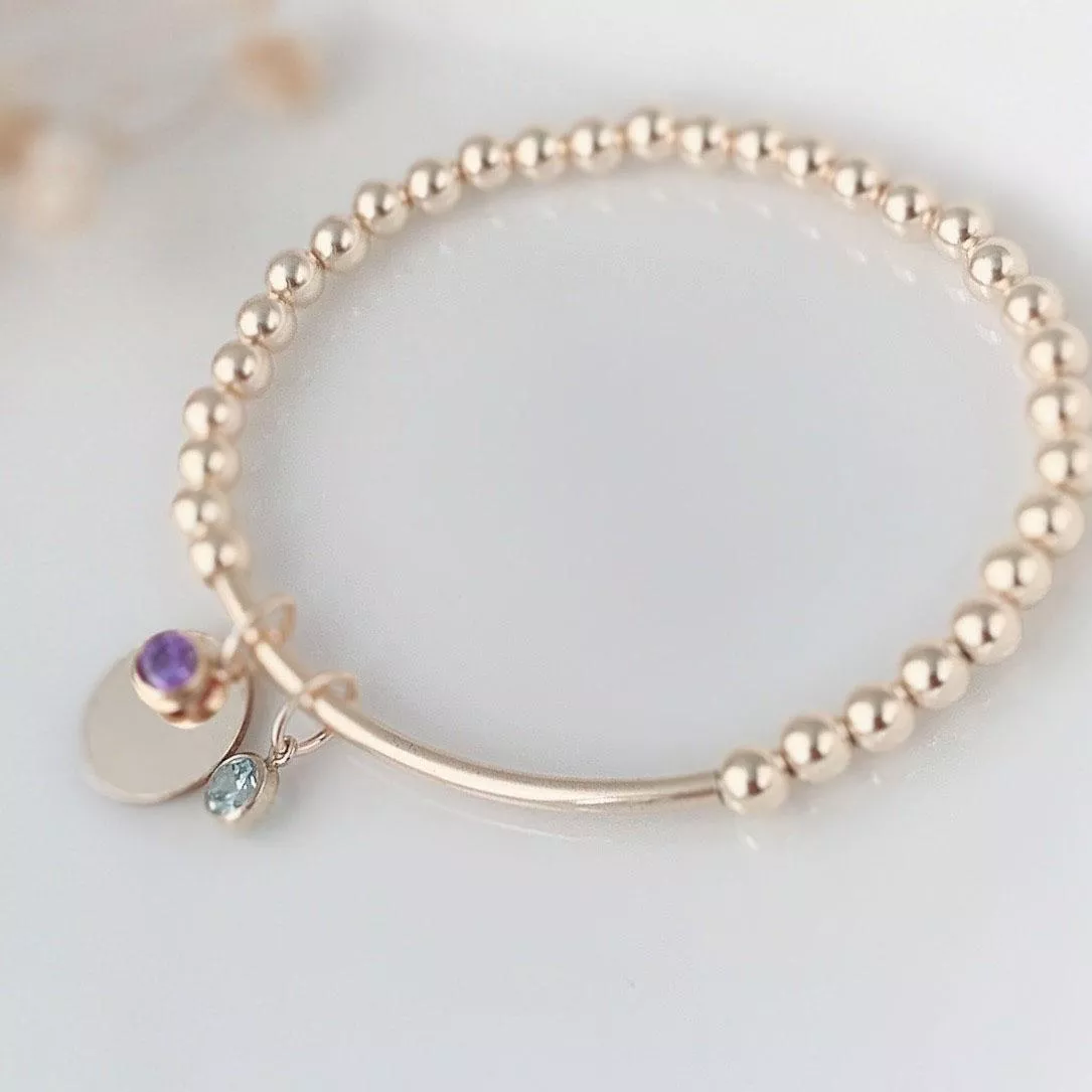 14KGF  ❘  藍紫鋯石珠珠彈性手環