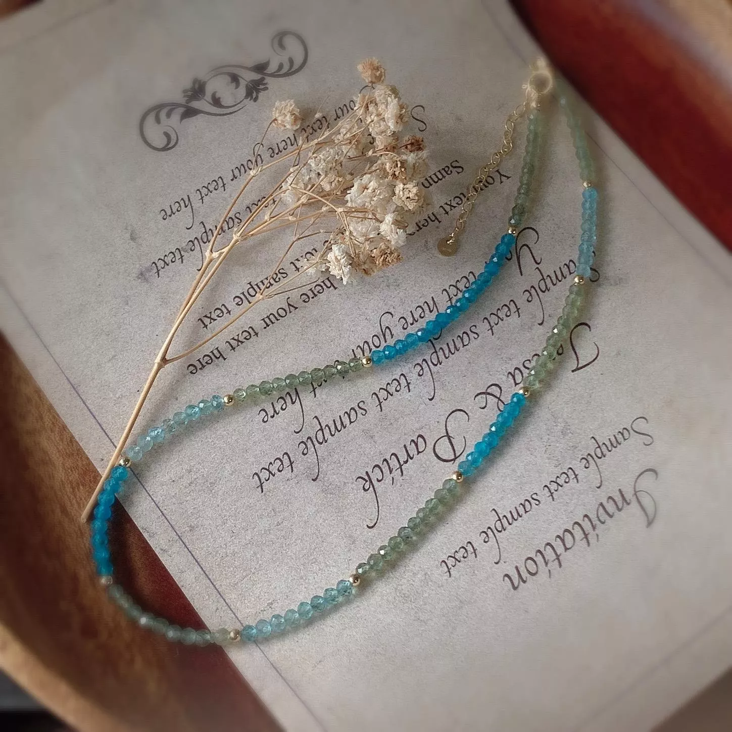 14KGF淡金色 ❘ 三色磷灰石鑽切寶石項鍊