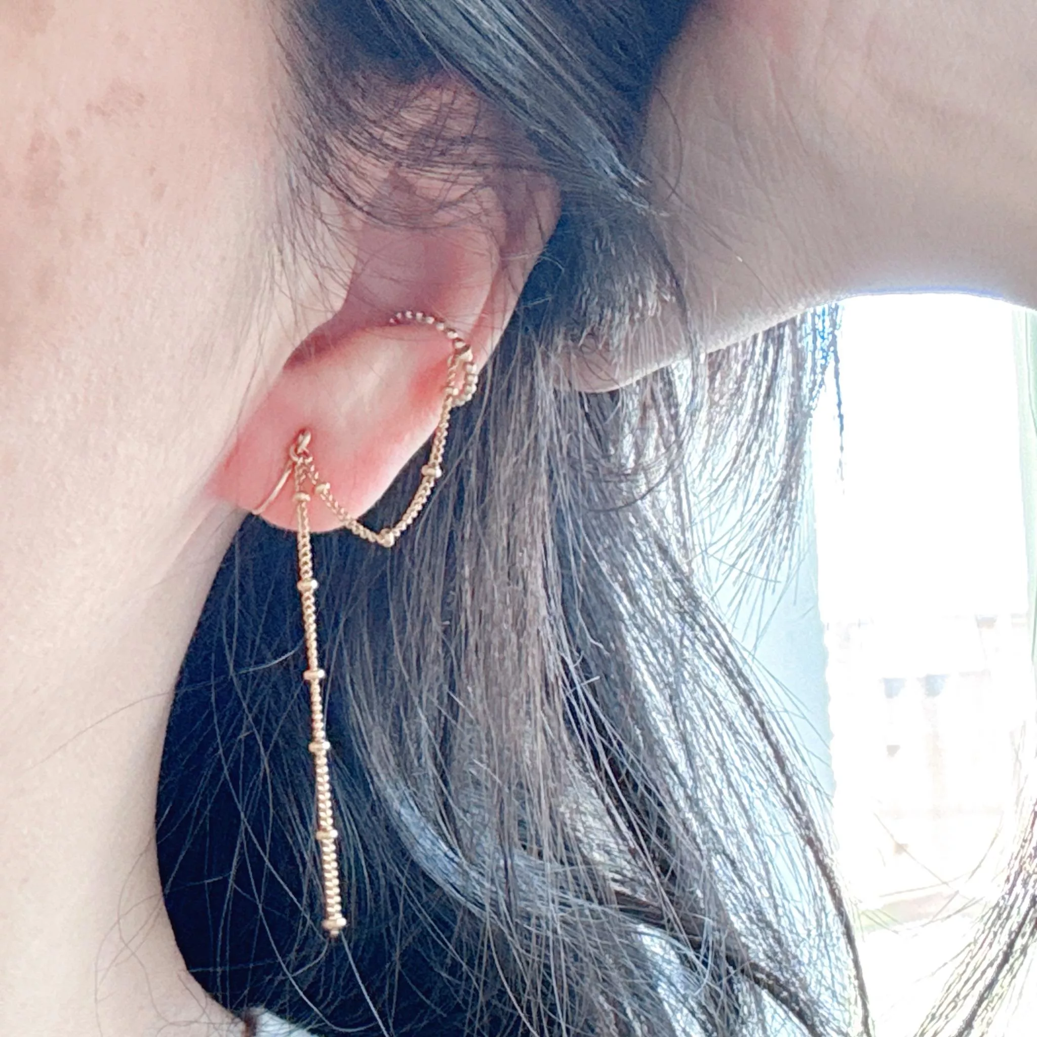 14KGF 淡金色 ❘ 耳骨夾耳鏈 耳環 / 單支