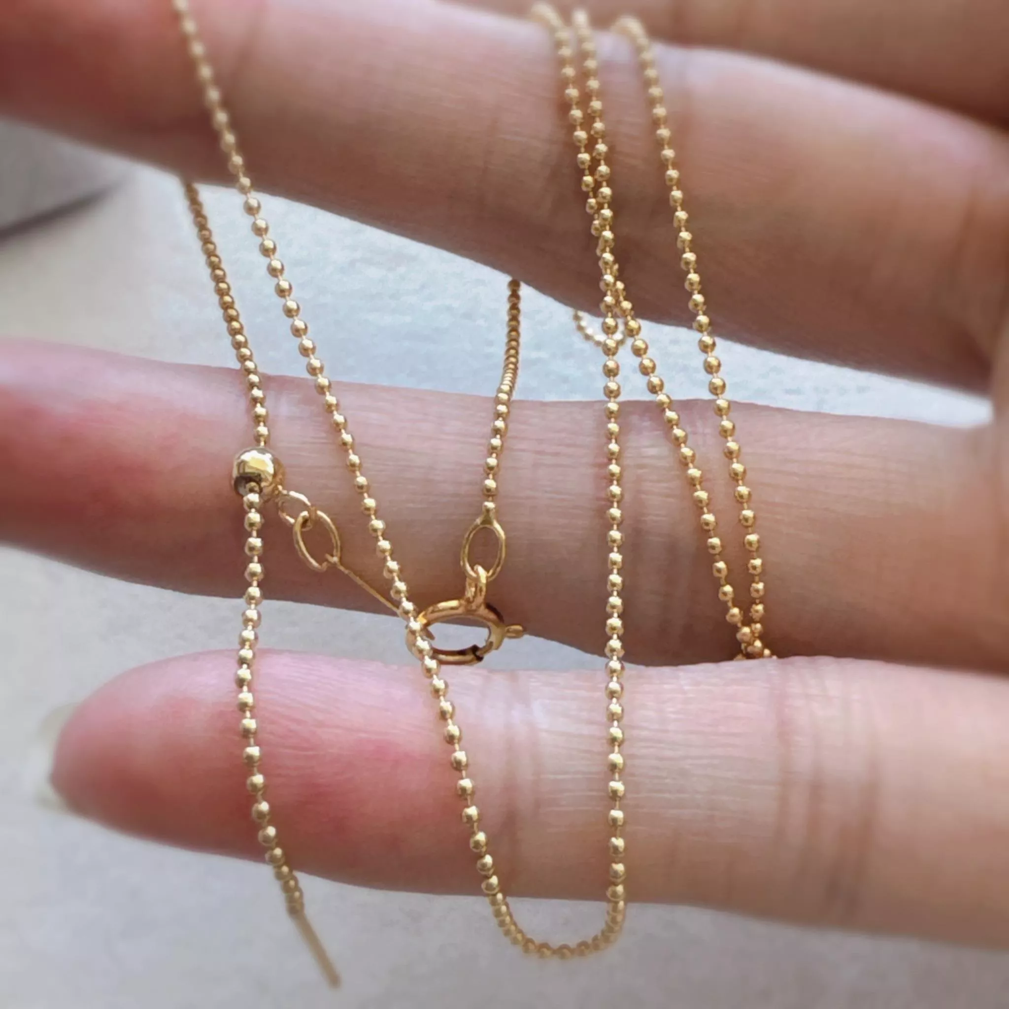 14KGF ❘ 亮金色 1mm金豆豆針式項鍊