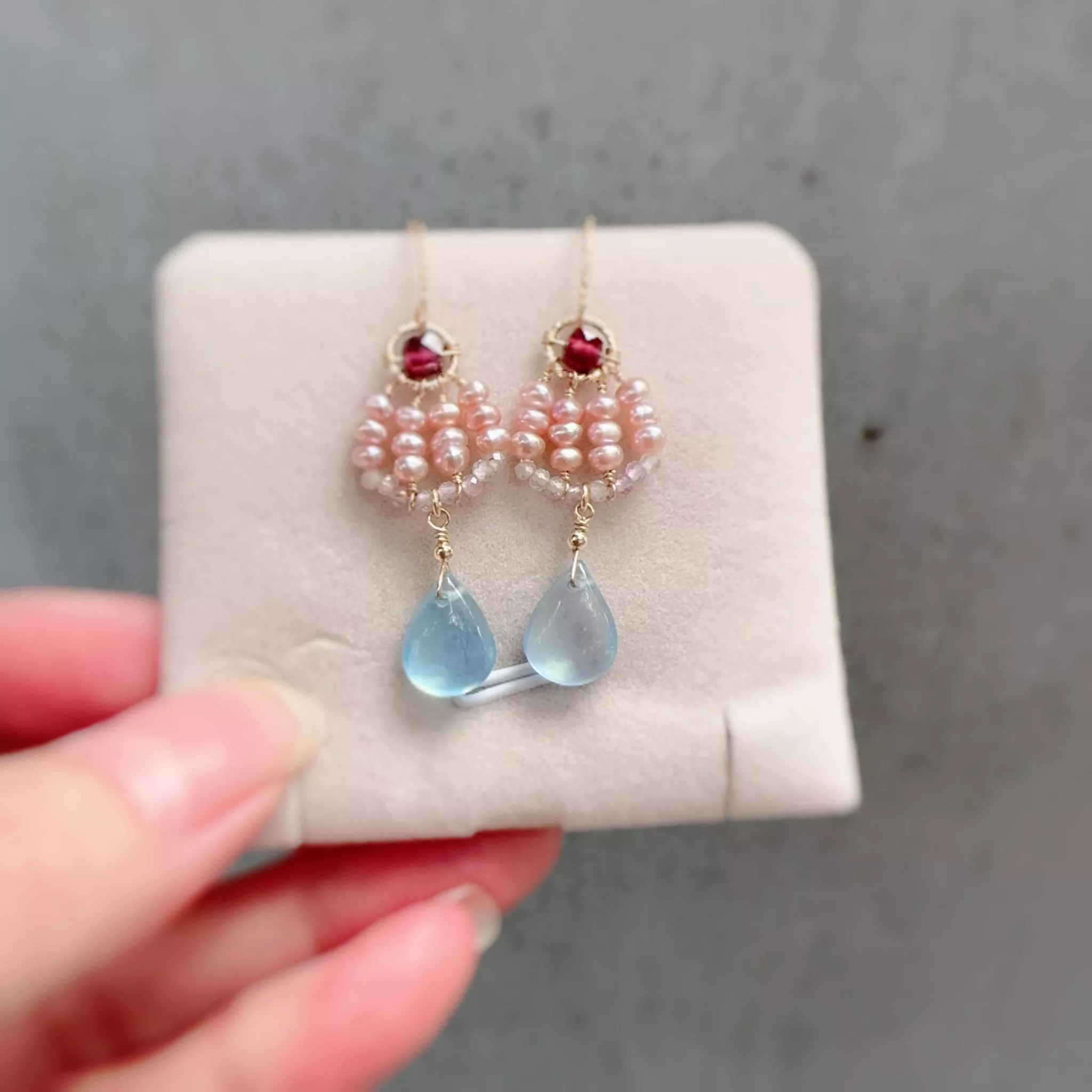 14KGF ❘ 珍珠極光耳勾