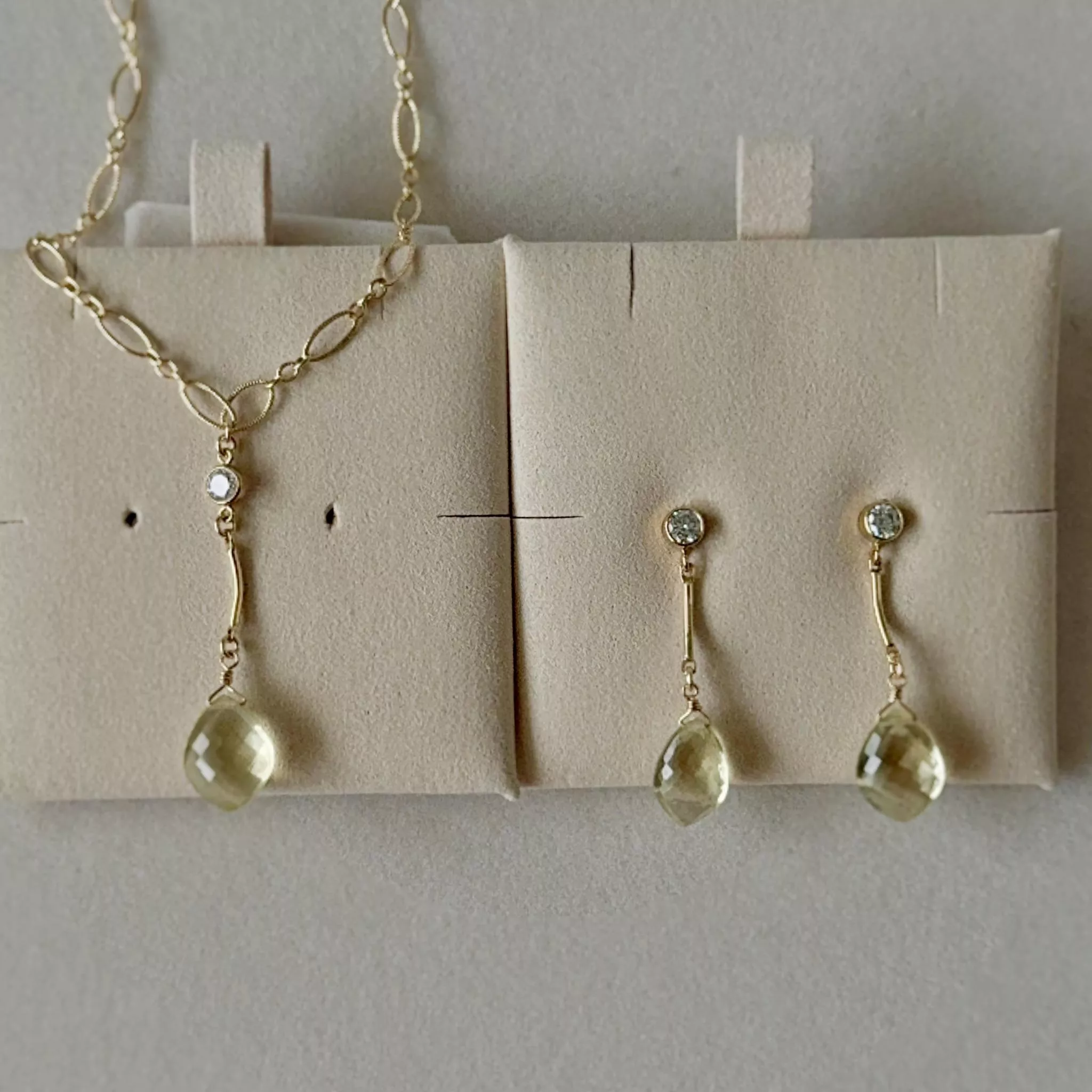 14KGF  ❘ 檸檬晶耳環・項鏈組 Lemon Glow Set