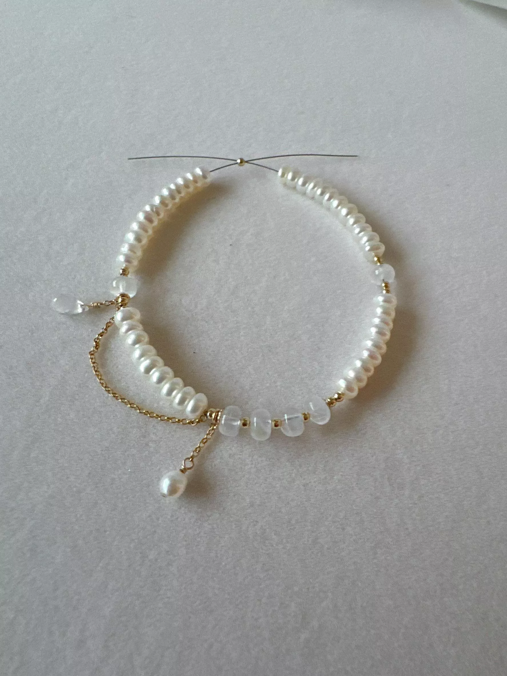 14KGF ❘ 月光珍語 淡水珍珠 x 月光石手鍊