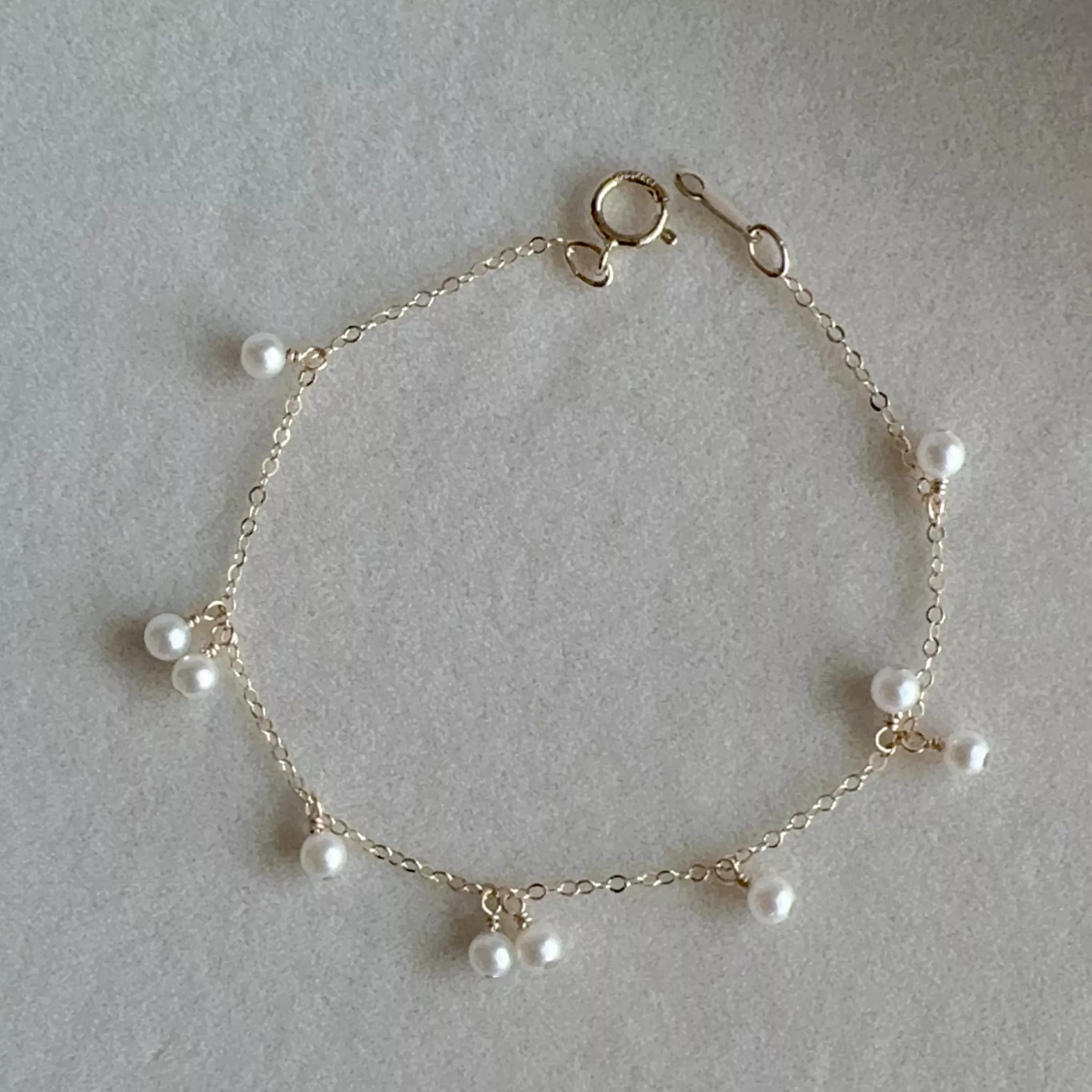 14KGF ❘ 天然淡水有核強光珍珠手鍊｜