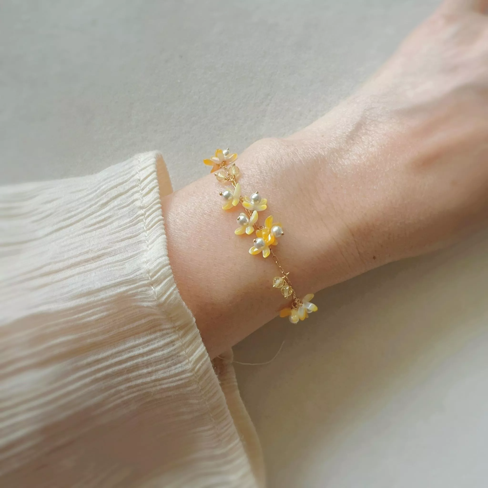 14KGF ❘ 黃花珍珠手鍊