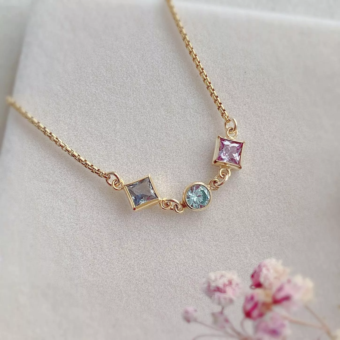 14KGF 淡金色 ❘ Prism 光譜 幾何鋯石手鏈