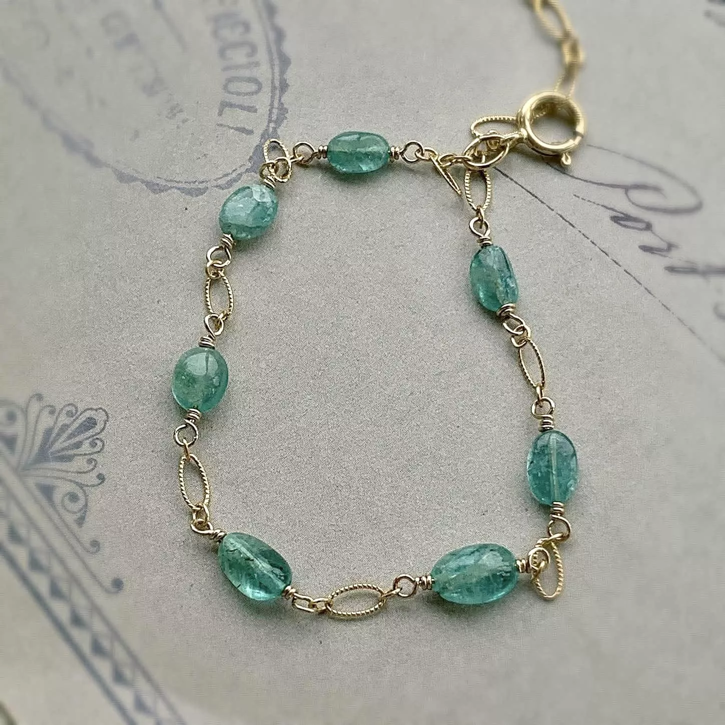 14KGF ❘ 原礦肌理 天然祖母綠手鏈