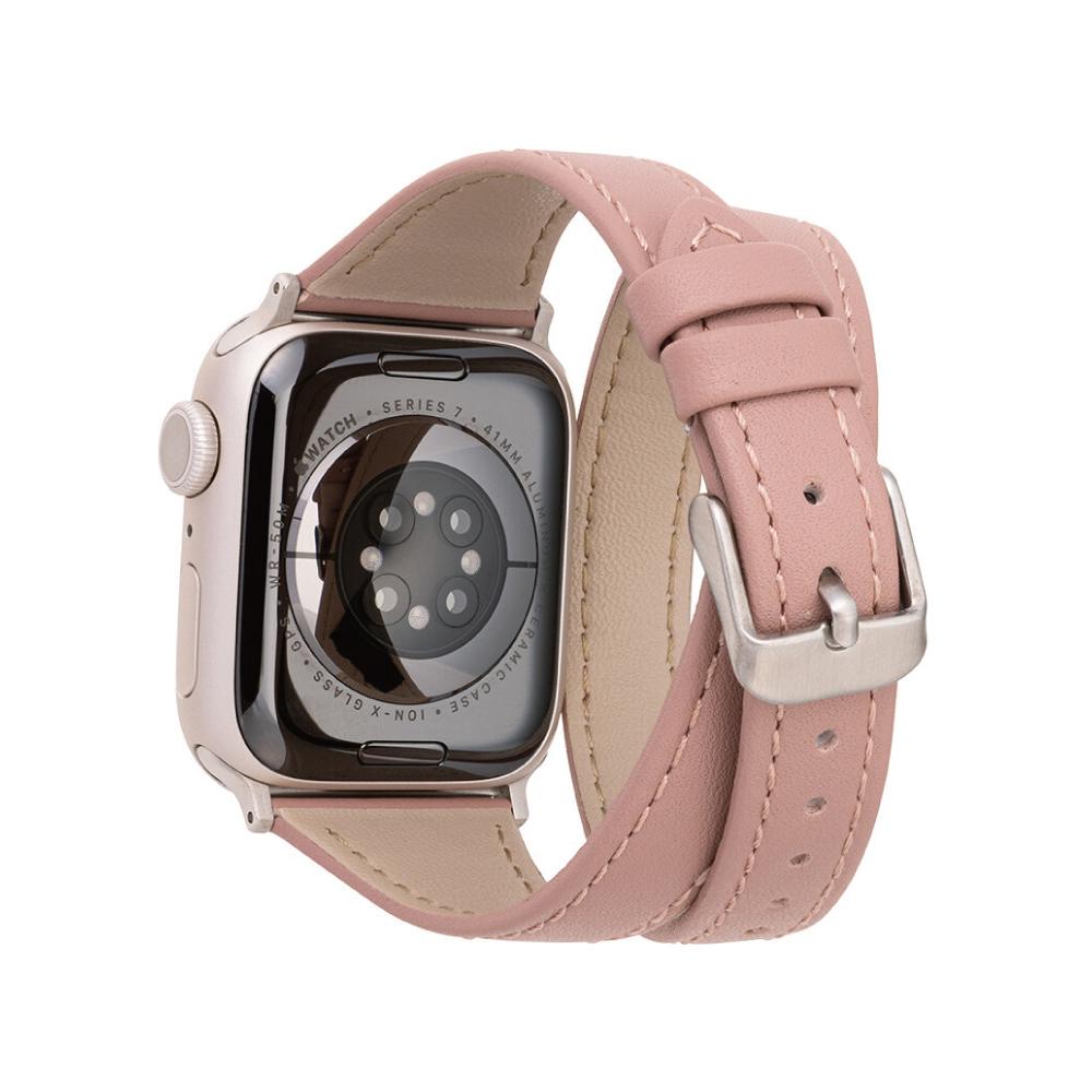 Gramas Apple Watch 38/40/41mm 雙重環繞仕女真皮錶帶-粉