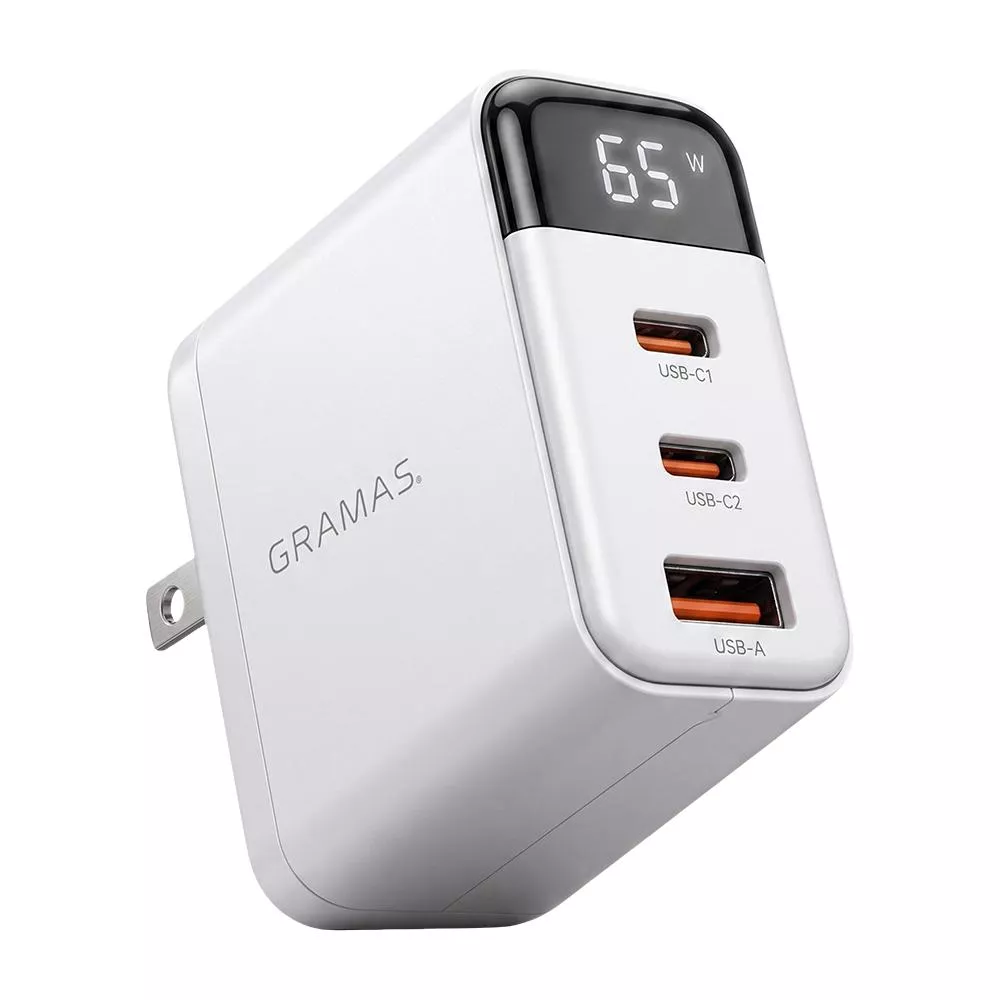 Gramas 65W 數位顯示快充頭 (2C1A) 白