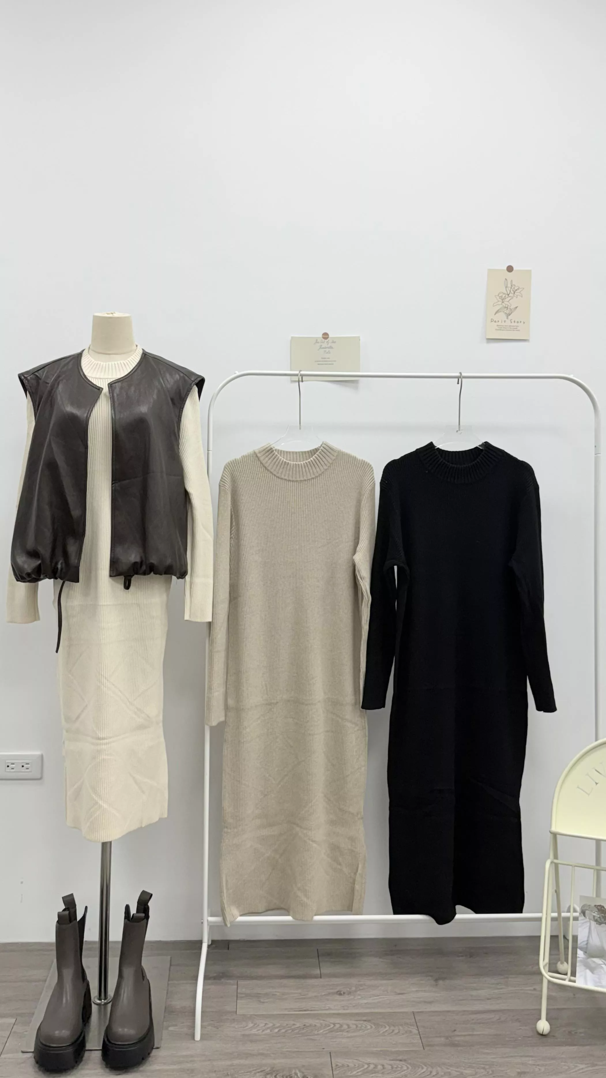 修身圓領針織洋裝 3color