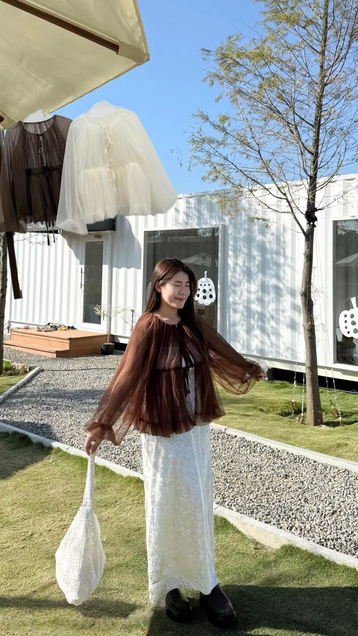 仙女🧚‍♀️綁帶澎澎罩衫 2color