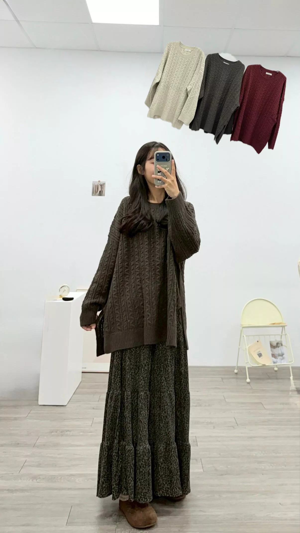 素面麻花大版型針織 3color