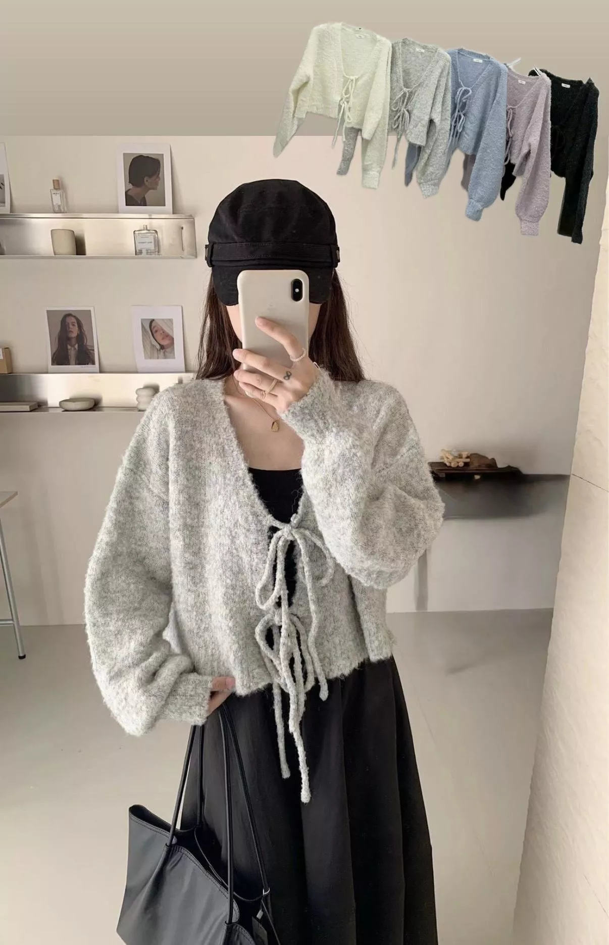 柔軟綁帶罩衫毛衣 5color