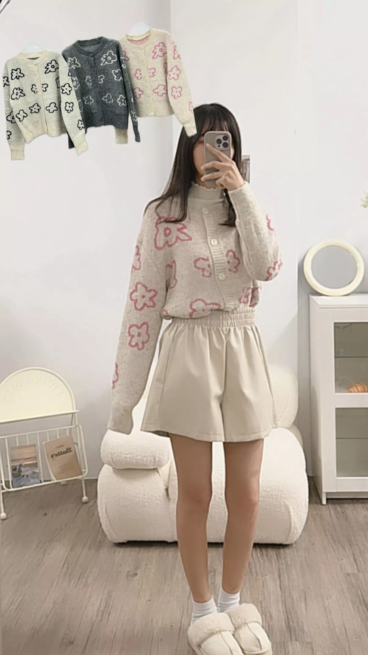 描邊花造型毛衣  3color