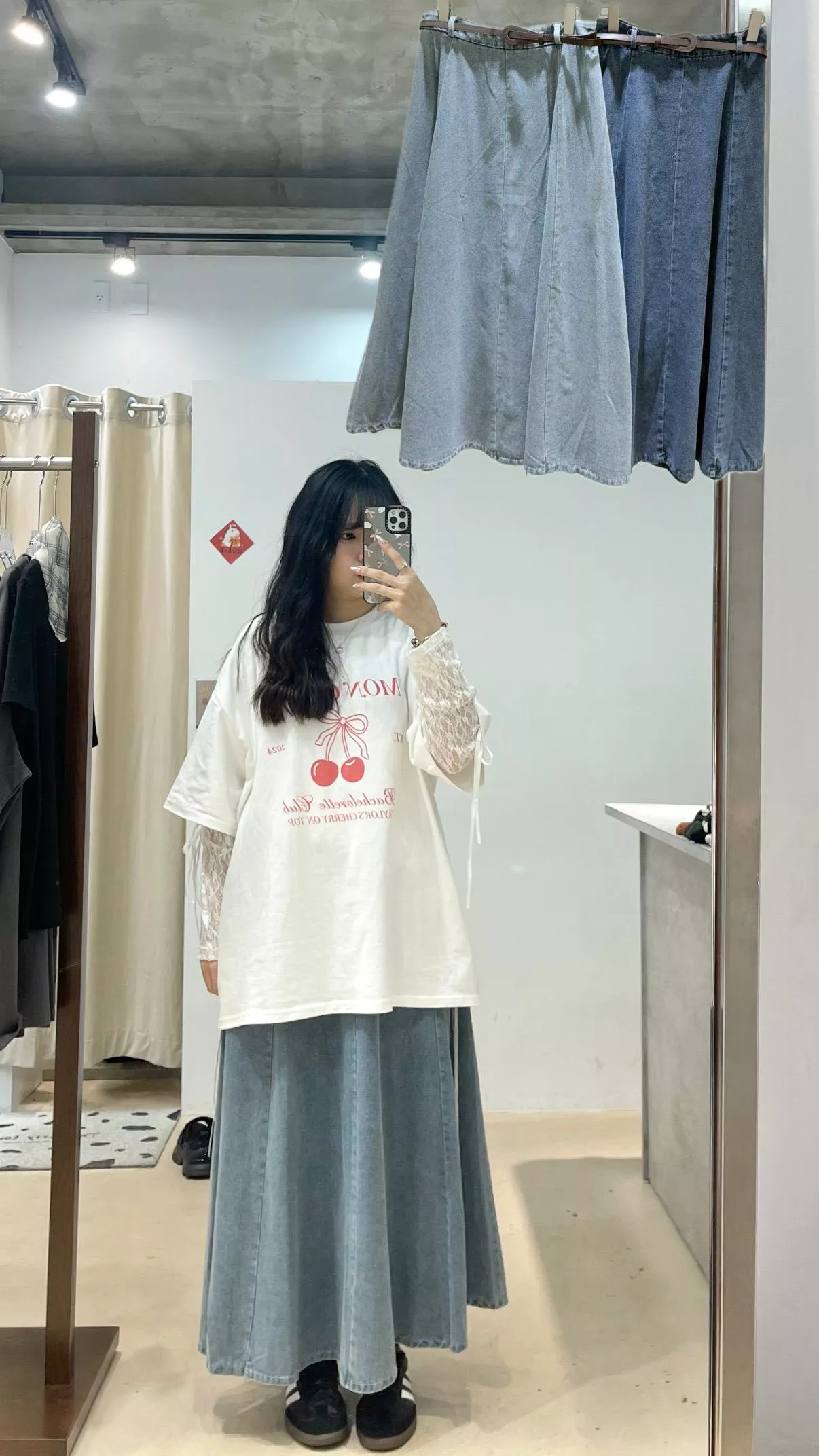 簡約水洗牛仔半身裙（附皮帶）2color