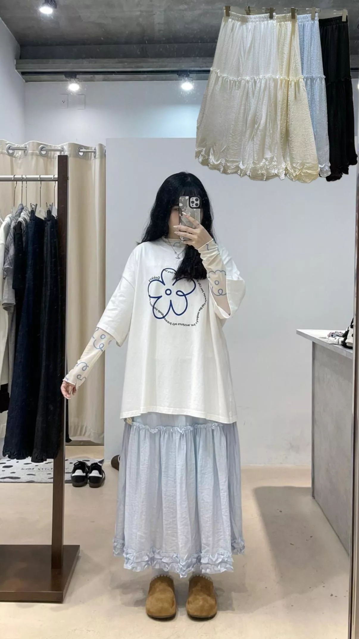 小隻女必備✨輕薄感棉質小花邊半身裙 4color