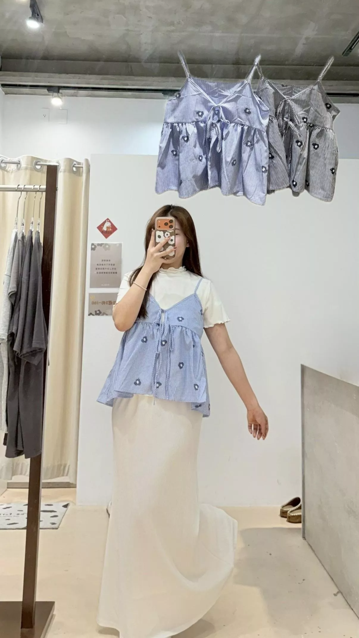 初戀格紋小花背心 2color