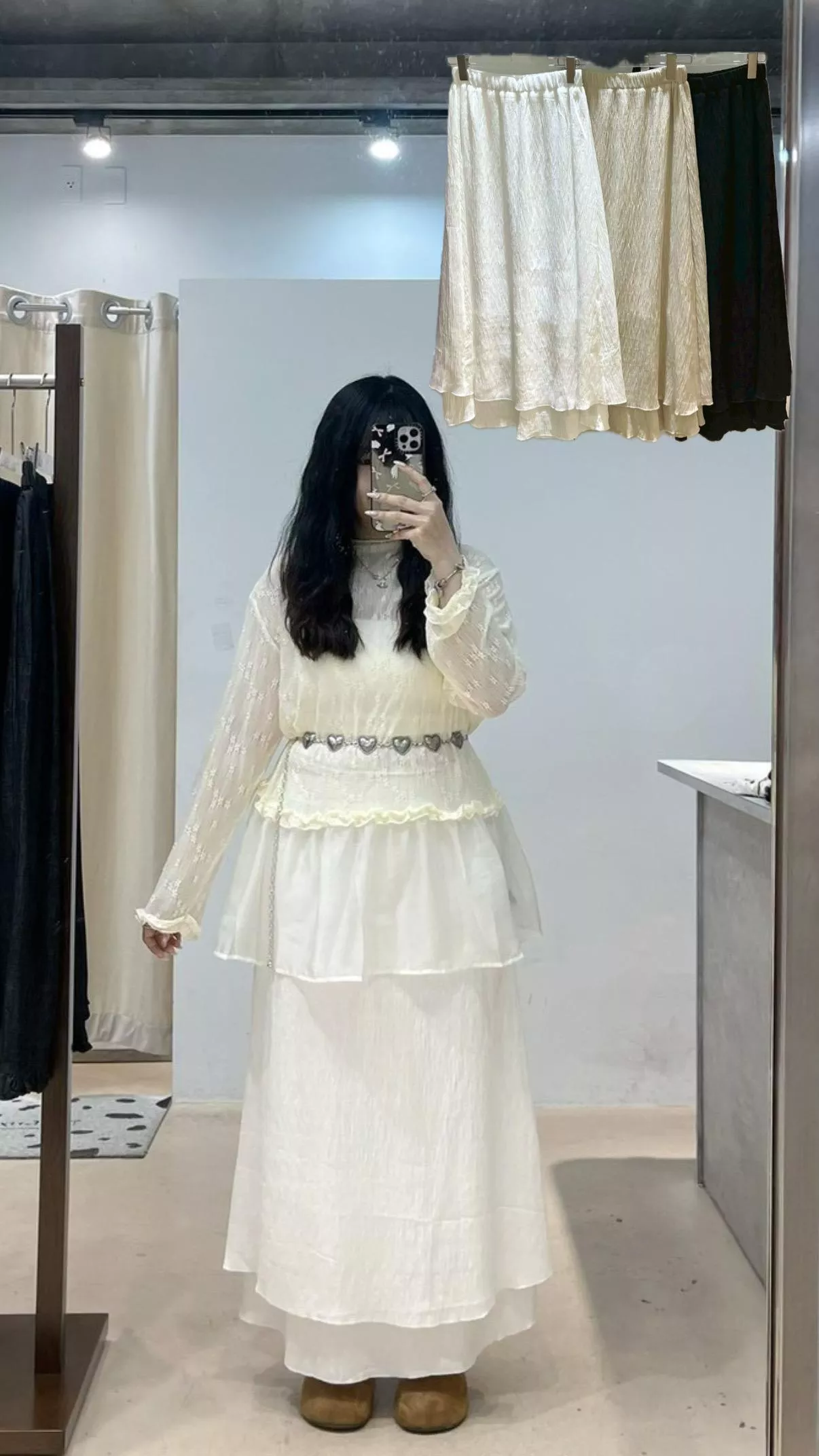 熱賣不斷✨鬆緊坑條下擺雙層半身裙 3color