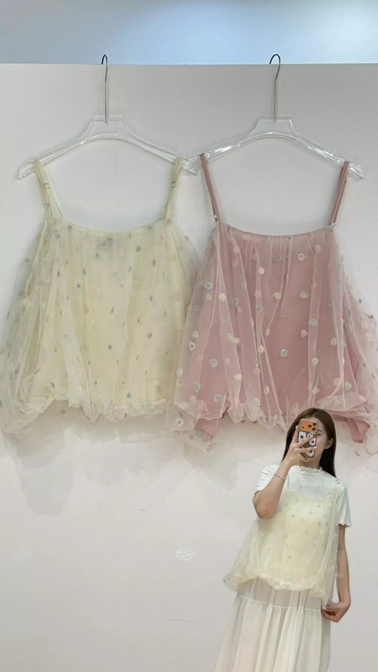 彩色小花紗背心 2color