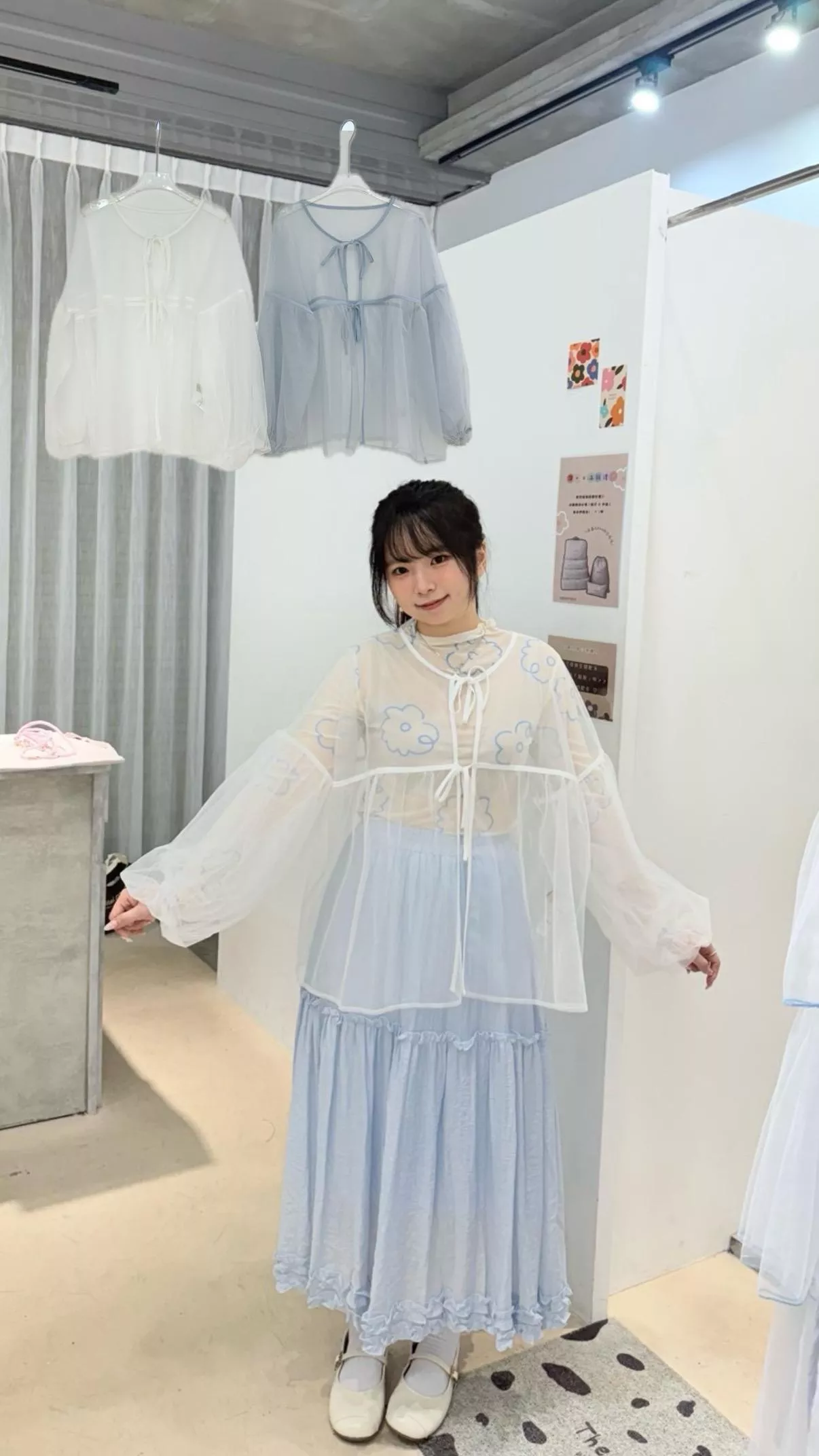 仙女紗網綁帶罩衫 2color
