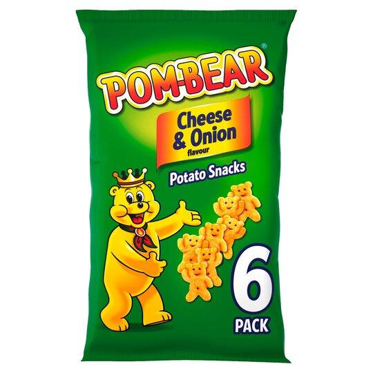 Pom Bear Cheese &amp; Onion Crisps 6 Pack 6 X 13G