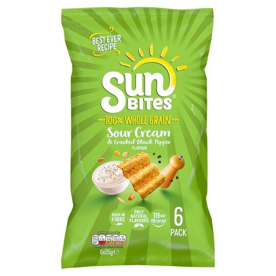 Walkers Sunbites Sour Cream &amp; Black Pepper 6X25g