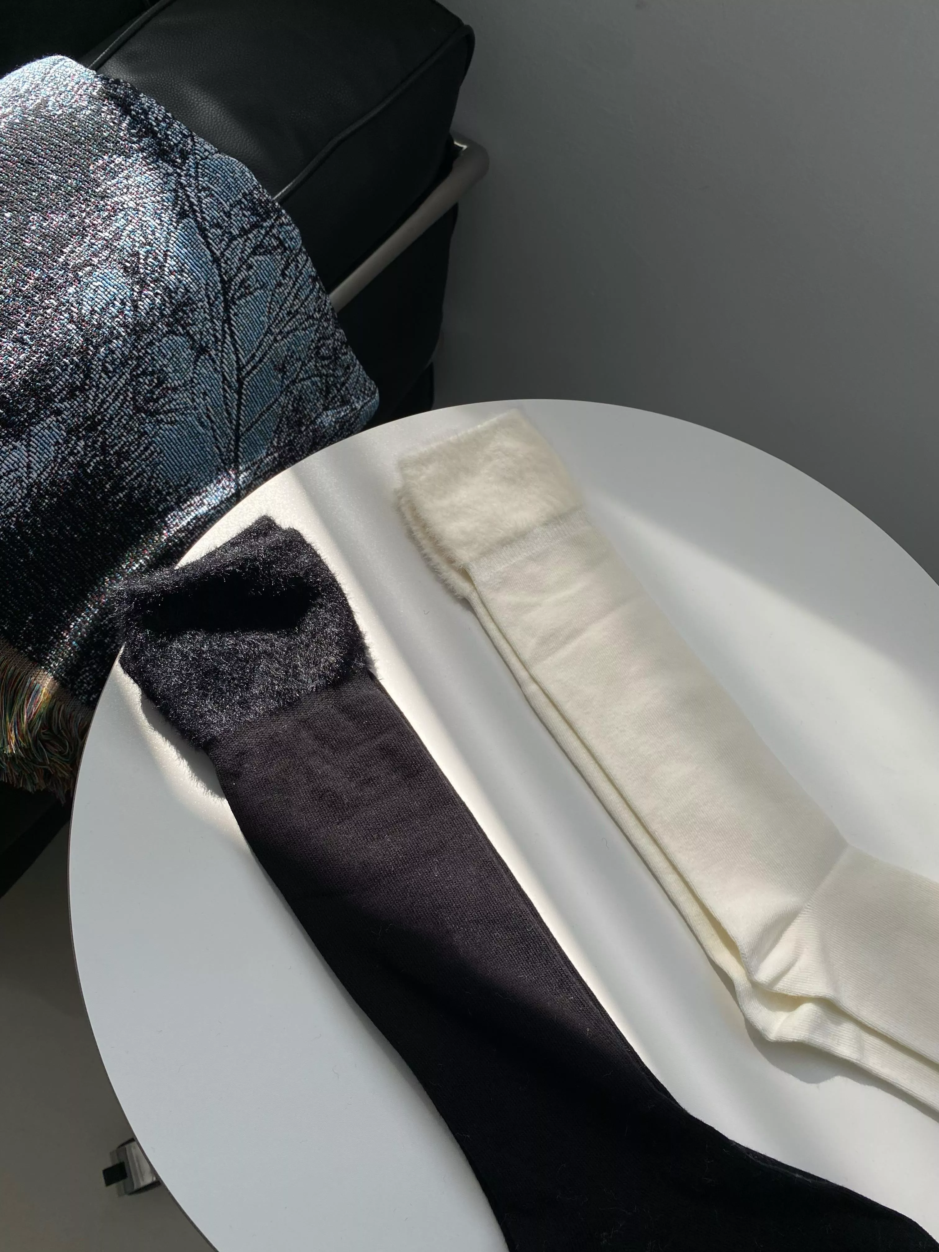 秋冬毛毛拼接小腿襪(2colors)