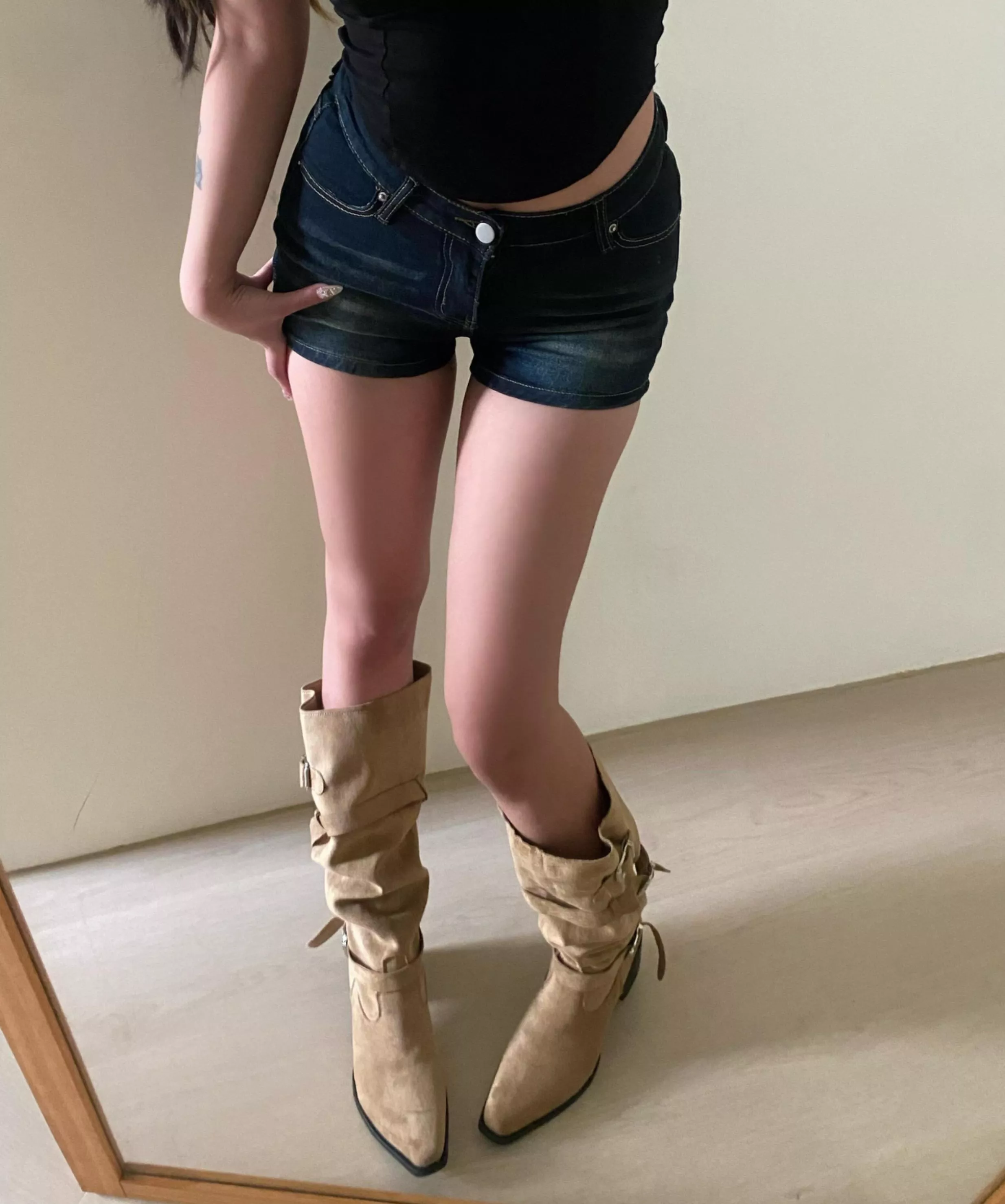 復古長筒小腿堆堆靴