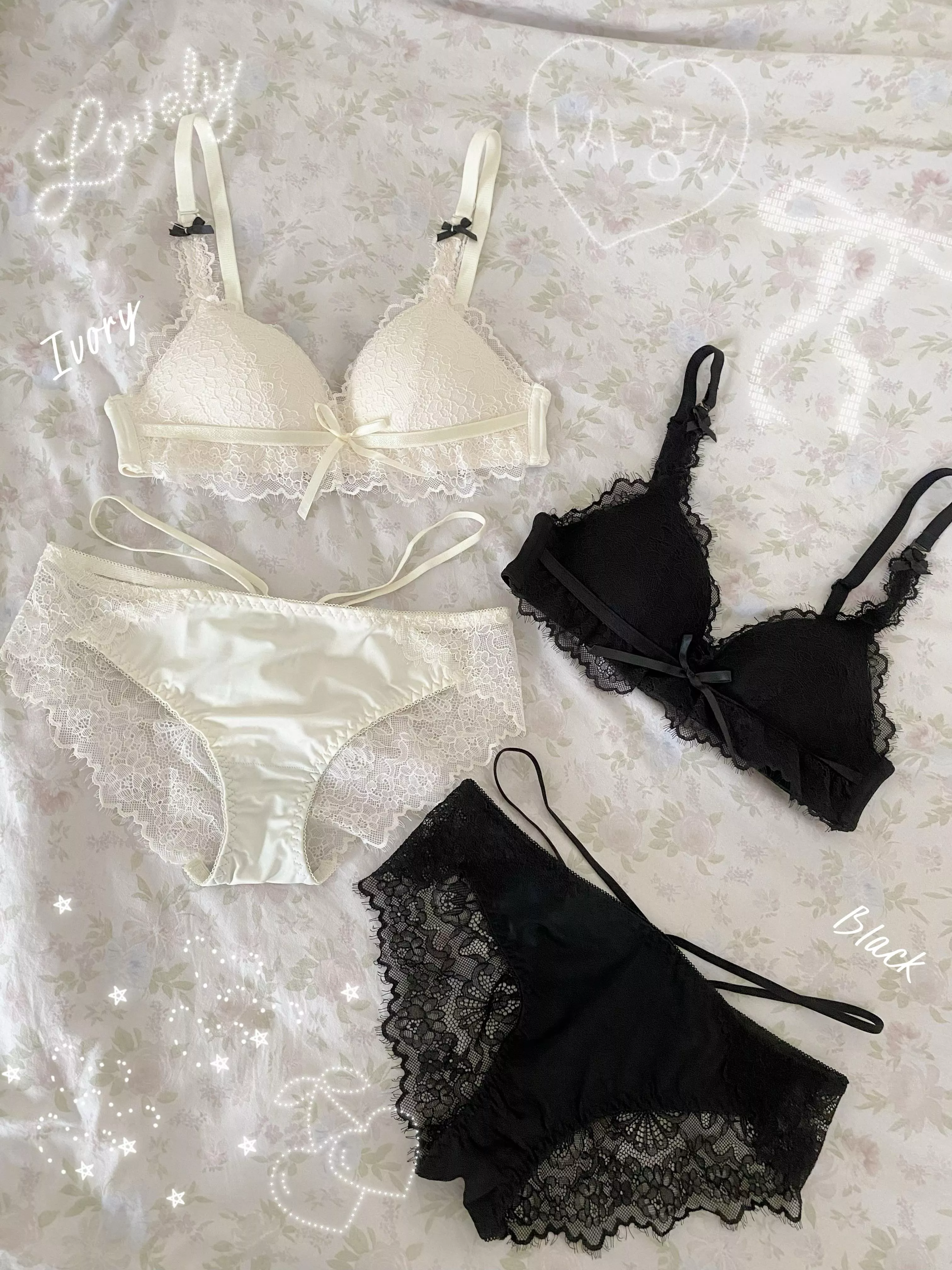 小胸必買⭐️兩種穿法 蕾絲蝴蝶結內衣套組