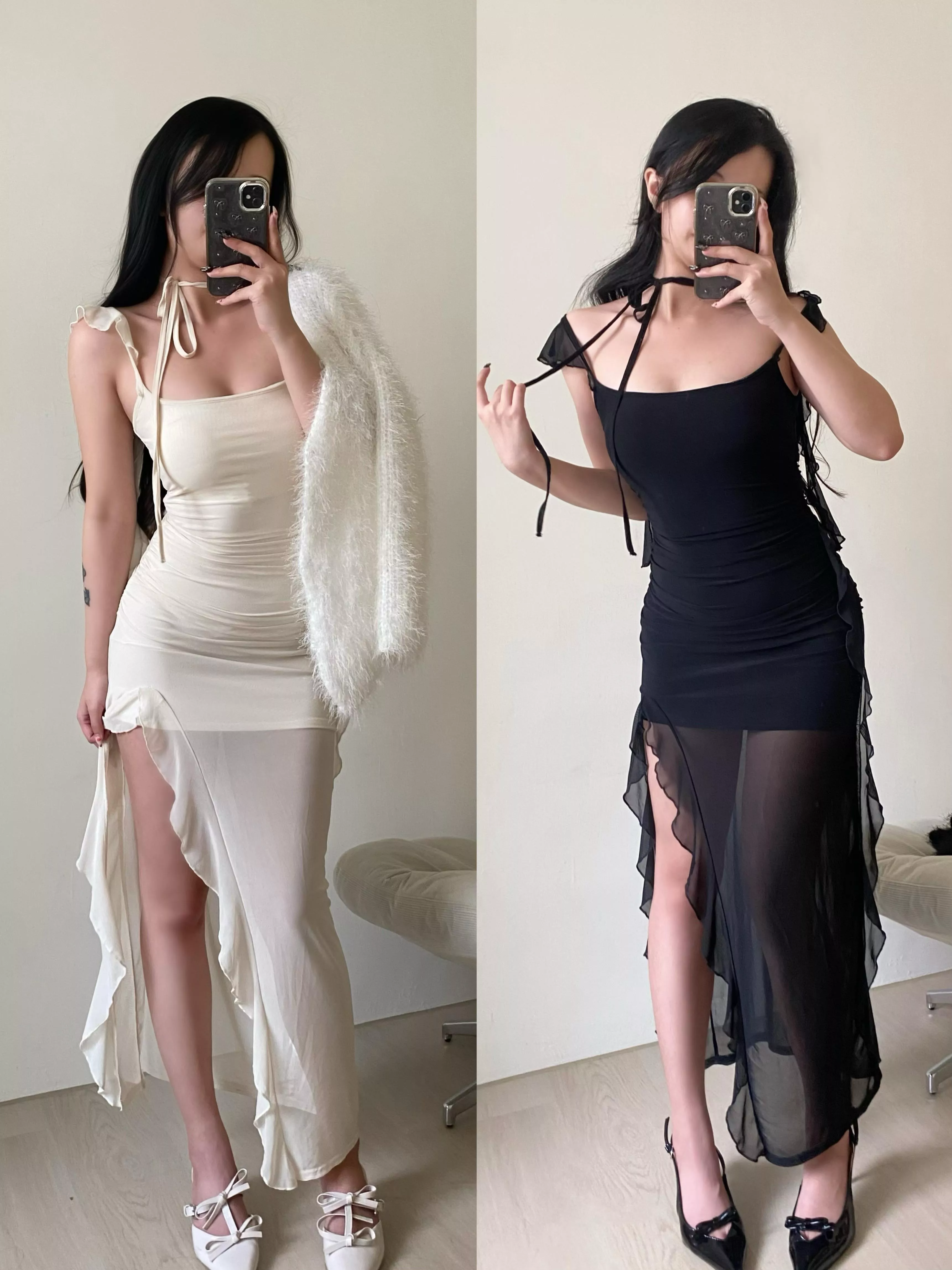 純欲飄逸感透紗連身裙