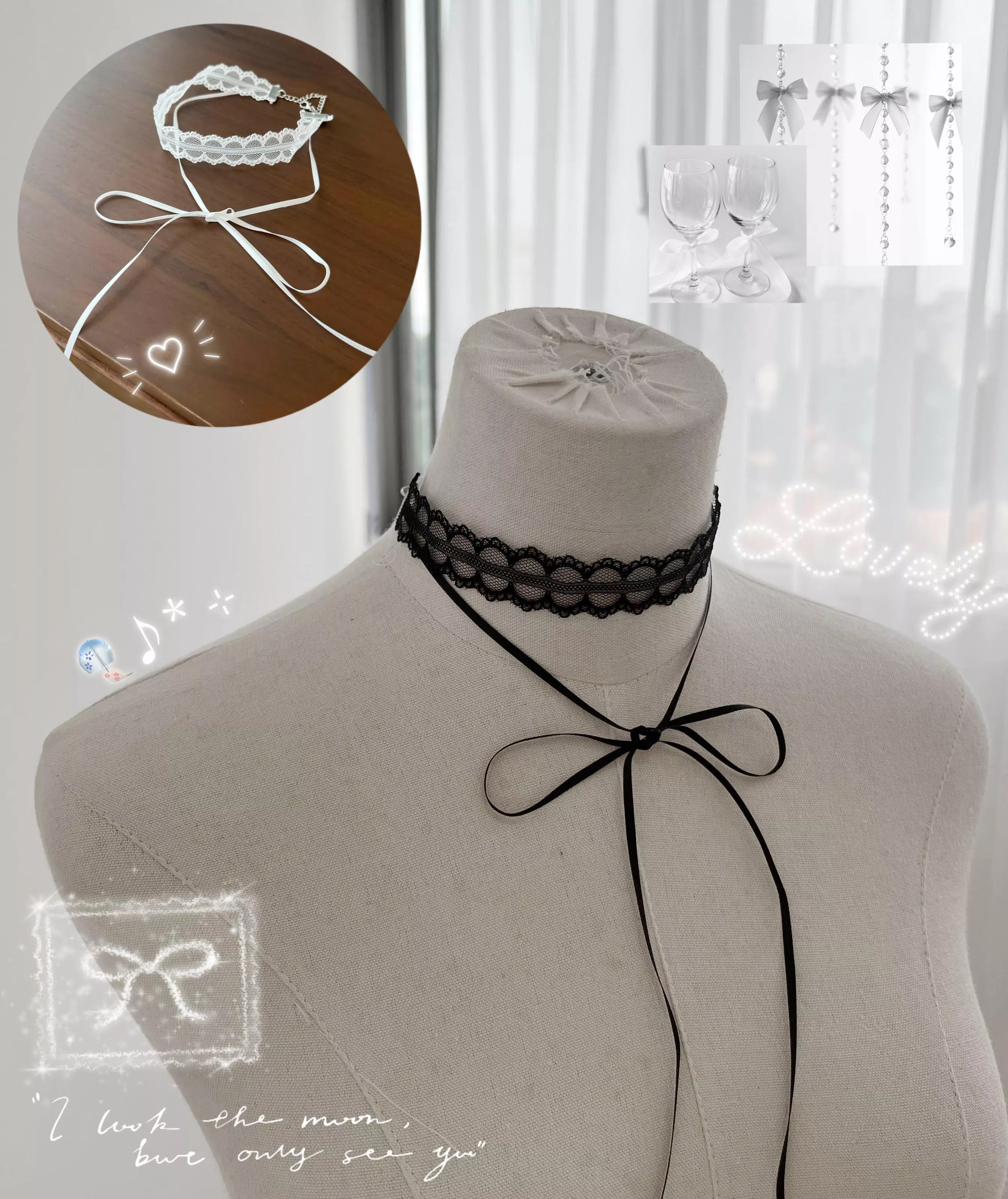 純欲蕾絲蝴蝶結緞帶項鍊