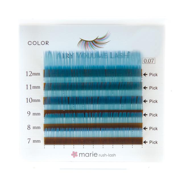 空氣感系列-棉花糖彩色睫毛MIX 粗度 0.07 (單寧藍/海豚藍/冰雪藍/聖誕樹綠/薄荷綠)