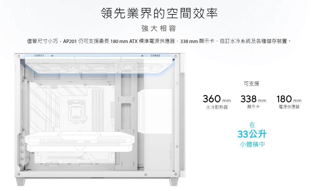 華碩 Prime AP201 MicroATX 電腦機殼 黑/白