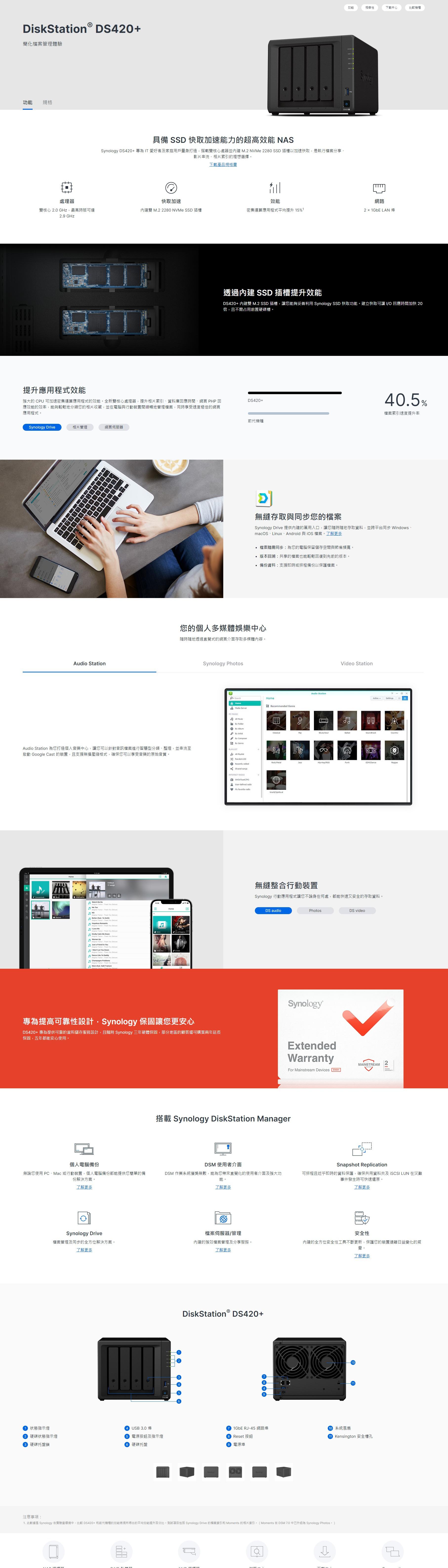 Synology 群暉 DS420+ 4Bay NAS 網路儲存伺服器   (下單前請先詢問)
