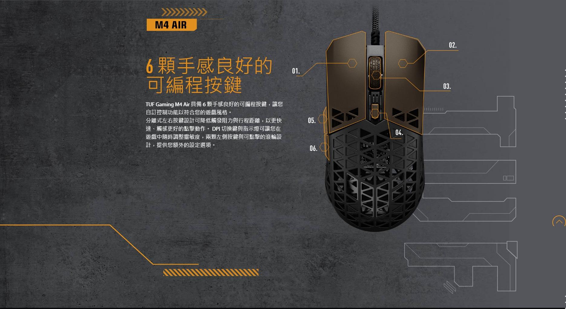 華碩 TUF M4 AIR 電競滑鼠(隨附贈 TUF P1 鼠墊)