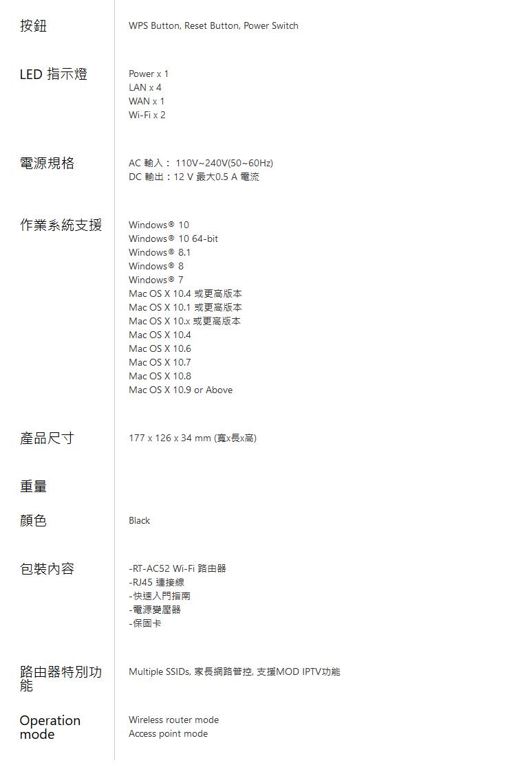 華碩 RT-AC52 802.11ac AC750 雙頻 無線路由器