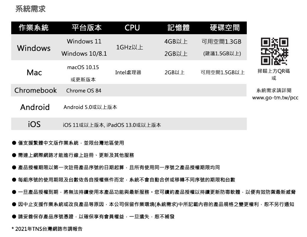 PC-cillin 2023 雲端版 1台1年 防護版 (內含產品序號卡)