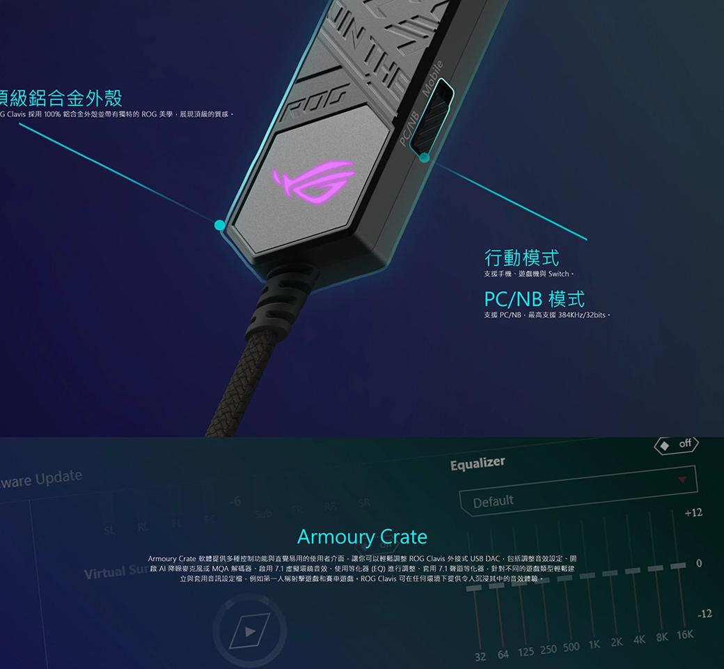 華碩 ROG Clavis AI 降噪麥克風USB外接式音效卡